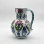 Handmade Ceramic Pitcher Vase (20cm) Traditional Turkish Carnation Pattern with Handle - Decorative Jug Art Decor - Image 4