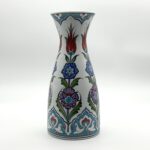 Handmade Ceramic Vase (25cm) Traditional Turkish Red Tulip & Purple Floral Pattern - Elegant Conical Art Decor - Image 5