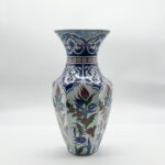 Handmade Ceramic Vase (25cm) Traditional Turkish Floral Art - Faceted Hexagonal Body with Cobalt Blue Rumi Motifs - Image 7