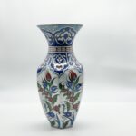 Handmade Ceramic Vase (25cm) Traditional Turkish Floral Art - Faceted Hexagonal Body with Cobalt Blue Rumi Motifs - Image 6