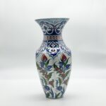 Handmade Ceramic Vase (25cm) Traditional Turkish Floral Art - Faceted Hexagonal Body with Cobalt Blue Rumi Motifs - Image 5