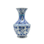 Handmade Ceramic Vase (30cm) Large Blue & White Floral Art with Geometric Neck Design - Tall Statement Decor - Image 3