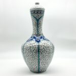 Handmade Ceramic Lidded Vase (30cm) Traditional Ottoman "Golden Horn" (Haliç) Style with Turquoise Bands - Decorative Art Object - Image 6