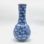 Handmade Ceramic Bud Vase (25cm) Deep Cobalt Blue with Floating Cloud Motifs - Elegant Bottle Neck Art Decor - Image 4