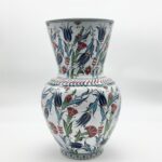 Handmade Ceramic Vase (30cm) Traditional Turkish Carnation & Tulip Pattern - Classic Flared Neck Decor - Image 4