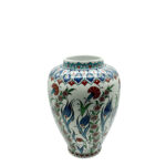 Handmade Ceramic "Shah" Vase (30cm) Traditional Blue & Turquoise Leaf Pattern - Regal Teardrop Art Decor - Image 5
