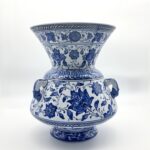 Handmade Ceramic "Kandil" Vase (30cm) Authentic Ottoman Oil Lamp with Triple Handles - Blue & White Urn Centerpiece - Image 7