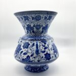 Handmade Ceramic "Kandil" Vase (30cm) Authentic Ottoman Oil Lamp with Triple Handles - Blue & White Urn Centerpiece - Image 6