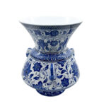 Handmade Ceramic "Kandil" Vase (30cm) Authentic Ottoman Oil Lamp with Triple Handles - Blue & White Urn Centerpiece - Image 6