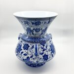Handmade Ceramic "Kandil" Vase (30cm) Authentic Ottoman Oil Lamp with Triple Handles - Blue & White Urn Centerpiece - Image 9