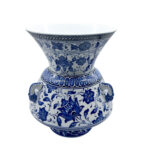 Handmade Ceramic "Kandil" Vase (30cm) Authentic Ottoman Oil Lamp with Triple Handles - Blue & White Urn Centerpiece - Image 8