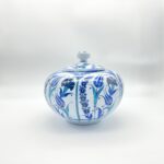 Handmade Ceramic Lidded Trinket Jar (14cm) Traditional Blue & White Tulip Pattern - Decorative Jewelry & Storage Box - Image 8
