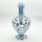 Handmade Ceramic Pitcher Vase (30cm) Traditional "Ewer" Form with Handle - Colorful Floral Pattern & Geometric Neck Border - Image 6