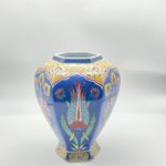 Handmade Ceramic Hexagonal Lidded Jar (30cm) Royal Blue & Yellow Palace Design - 6-Sided "Temple Jar" Vase - Image 5