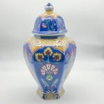 Handmade Ceramic Hexagonal Lidded Jar (30cm) Royal Blue & Yellow Palace Design - 6-Sided "Temple Jar" Vase - Image 4
