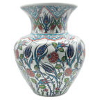 Handmade Ceramic Grand Vase (50cm) Traditional Iznik Blue & White Palace Design - Monumental Centerpiece / Floor Vase