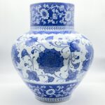 Handmade Ceramic Monumental Vase (50cm) Wide-Neck "Baba Nakkas" Blue & White Design - Grand Floor or Table Centerpiece - Image 9