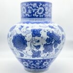 Handmade Ceramic Monumental Vase (50cm) Wide-Neck "Baba Nakkas" Blue & White Design - Grand Floor or Table Centerpiece - Image 8