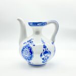 Handmade Ceramic Fluted Ewer (20cm) Blue & White Traditional Pitcher Form - Decorative Ribbed Jug - Image 5
