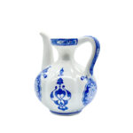 Handmade Ceramic Fluted Ewer (20cm) Blue & White Traditional Pitcher Form - Decorative Ribbed Jug - Image 5