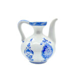 Handmade Ceramic Fluted Ewer (20cm) Blue & White Traditional Pitcher Form - Decorative Ribbed Jug - Image 7