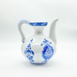 Handmade Ceramic Fluted Ewer (20cm) Blue & White Traditional Pitcher Form - Decorative Ribbed Jug - Image 6