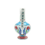 Handmade Ceramic "Aslanagzi" Ewer (20cm) Traditional Lion's Mouth Spout - Red Tulip & Turquoise Pedestal Pitcher - Image 5