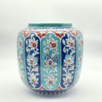 Handmade Ceramic Jar (25cm) "Aegean Columns" Design - Rhythmic Cobalt & Turquoise Architecture - Image 10