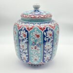 Handmade Ceramic Jar (25cm) "Aegean Columns" Design - Rhythmic Cobalt & Turquoise Architecture - Image 7