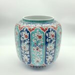 Handmade Ceramic Jar (25cm) "Aegean Columns" Design - Rhythmic Cobalt & Turquoise Architecture - Image 8