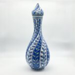 Handmade Ceramic "Cesm-i Bulbul" Decanter (~35cm) Swirling Fluted Ewer - Blue & White Spiral Design - Image 5