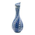 Handmade Ceramic "Cesm-i Bulbul" Decanter (~35cm) Swirling Fluted Ewer - Blue & White Spiral Design - Image 4