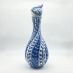 Handmade Ceramic "Cesm-i Bulbul" Decanter (~35cm) Swirling Fluted Ewer - Blue & White Spiral Design - Image 6