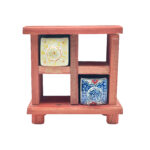 Handmade Wooden Mini Chest & Ceramic Drawer Set (4-Slot) - Rustic Vanity & Desk Organizer for Jewelry, Art Supplies, Trinkets