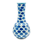 Handmade Ceramic "Gonca" Bud Vase (25cm) White & Blue Cloud Pattern - Minimalist Single Stem Vessel