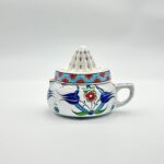 Handmade Ceramic Decorative Lemon Juicer Sculpture - Hand-Painted Iznik Tulips - Kitchen Shelf Decor Accent (Not Food Safe) - Image 9