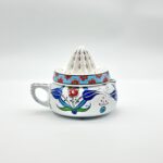 Handmade Ceramic Decorative Lemon Juicer Sculpture - Hand-Painted Iznik Tulips - Kitchen Shelf Decor Accent (Not Food Safe) - Image 7