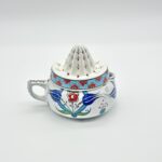 Handmade Ceramic Decorative Lemon Juicer Sculpture - Hand-Painted Iznik Tulips - Kitchen Shelf Decor Accent (Not Food Safe) - Image 12