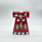 Handmade Ceramic Ottoman Kaftan Sculpture (13cm) - Red "Nazar" Evil Eye & Tulip Pattern - Cultural Shelf Decor - Image 7