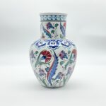 Handmade Ceramic Vase (30cm) - Red Carnation & Blue Saz Leaf Pattern - Classic Iznik Floral Vase - Image 5