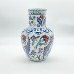 Handmade Ceramic Vase (30cm) - Red Carnation & Blue Saz Leaf Pattern - Classic Iznik Floral Vase - Image 6