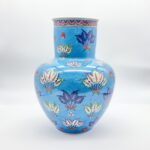 Handmade Ceramic Vase (30cm) - Turquoise "Firuze" Blue with Stylized Fan Flowers - Ottoman Palmette Design - Image 7