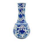 Handmade Ceramic "Gonca" Vase (25cm) - Classic Blue & White Floral Pattern - Traditional Ottoman Home Decor