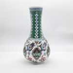 Handmade Ceramic "Gonca" Vase (25cm) - Emerald Green Neck & Tulip Garden Pattern - Mediterranean Home Decor - Image 5