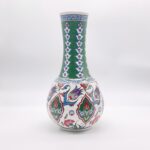 Handmade Ceramic "Gonca" Vase (25cm) - Emerald Green Neck & Tulip Garden Pattern - Mediterranean Home Decor - Image 6