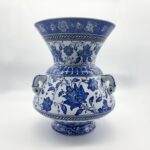 Handmade Ceramic "Kandil" Vase (30cm) Rare 3-Handled Design Blue & White Floral Centerpiece - Image 5