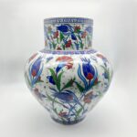 Handmade Ceramic Large Palace Vase (50cm) - Grand Red & Blue Tulip Pattern - Monumental Statement Piece - Image 5