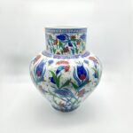 Handmade Ceramic Large Palace Vase (50cm) - Grand Red & Blue Tulip Pattern - Monumental Statement Piece - Image 6