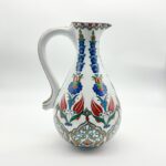 Handmade Ceramic "Ibrik" Pitcher Vase (25cm) - Red Tulip & Blue Hyacinth Pattern - Traditional Turkish Ewer - Image 6