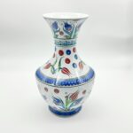 Handmade Ceramic Flared Vase (30cm) - Colorful Ottoman Tulips - Rustic Farmhouse Home Decor - Image 7